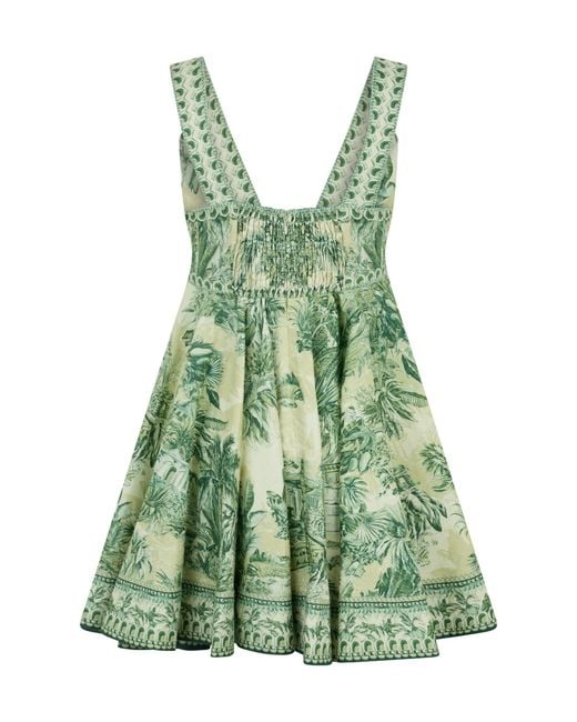 ALÉMAIS Green Printed Sleeveless Linen Dress