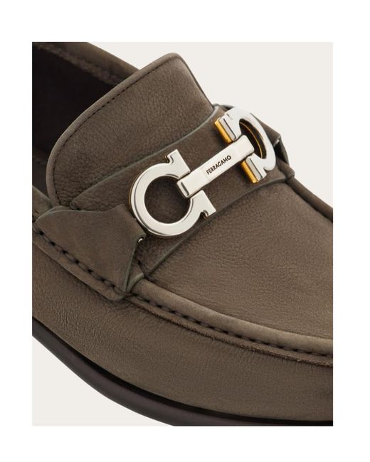 Ferragamo Brown Gancini Ornament Moccasin for men