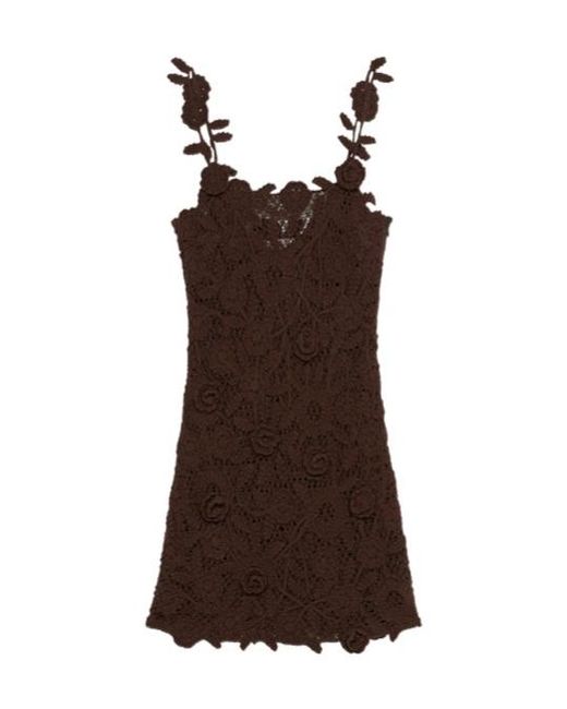 Blumarine Brown Square Neck Floral Corset Mini Dress