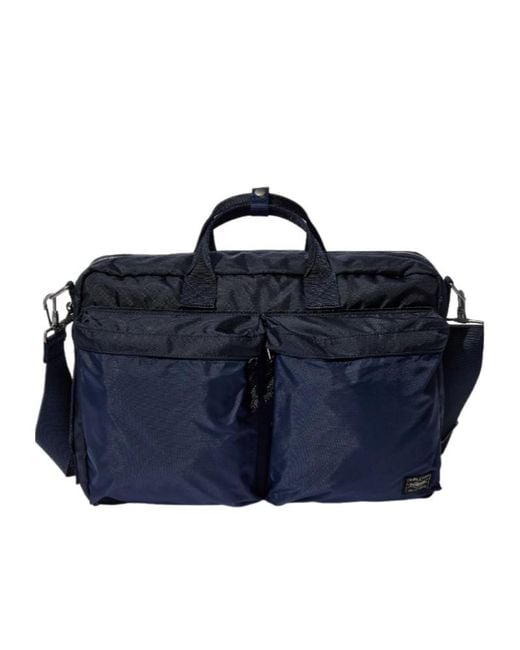 Porter-Yoshida and Co Blue Two-Pocket Messenger Bag for men