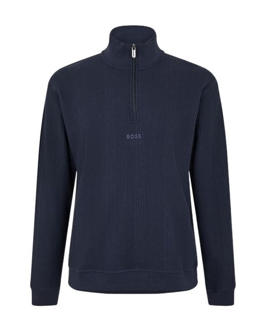 Boss Blue Structure 1/4 Zip Fleece Top for men