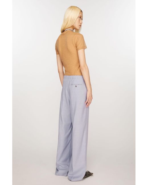Acne Blue Mid-Waist Wide Leg Tailored Trousers