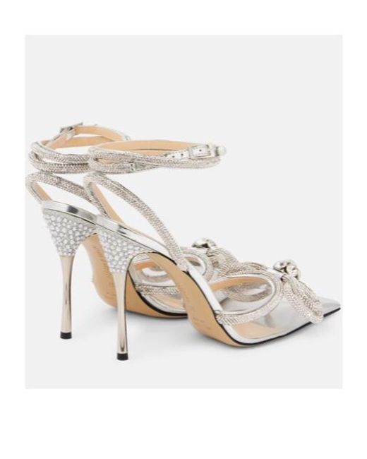 Mach & Mach White Double Bow Embellished Pumps