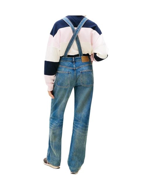 Tommy Hilfiger Blue Mia Relaxed Faded Denim Dungarees