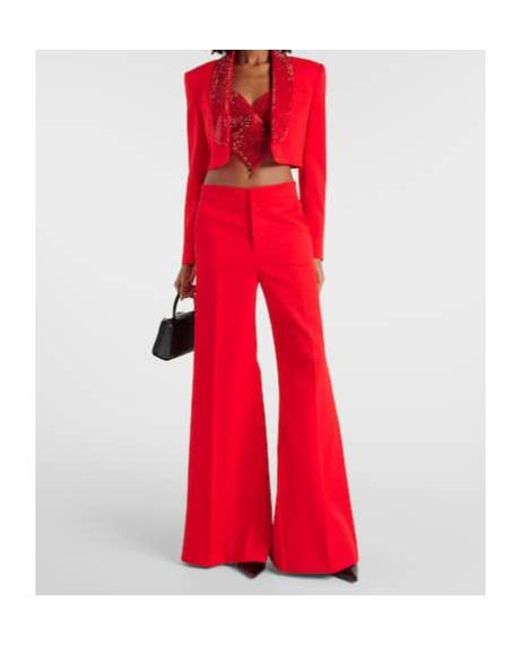 Area Red Crystal-Embellished Cropped Wool Blazer