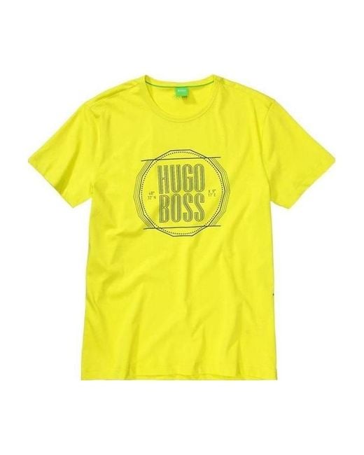 Boss Yellow T-Shirt With Round Neck And Short Sleeves for men
