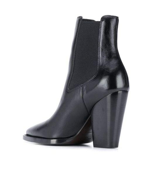 Saint Laurent Black Theo Pointed Toe Ankle Boots