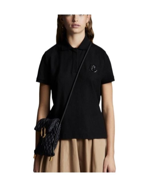 Moncler Black Logo-Patch Drawstring Polo Top