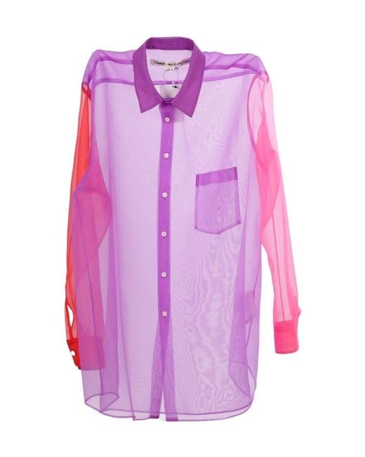 Comme des Garçons Pink Comme Des Garçons Box-Pleat Designed Organza Shirt