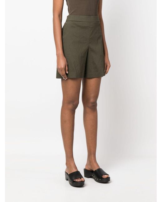 Theory Green High-Waisted Tailored Shorts