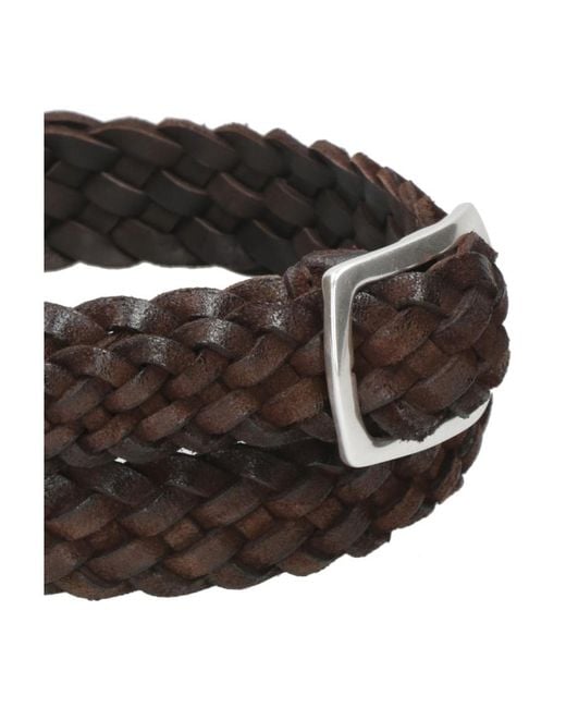 Orciani Brown Logo Embossed Braided Belt for men