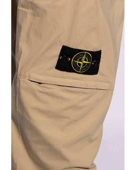 Stone Island Natural Compass-Badge Tapered Trousers for men