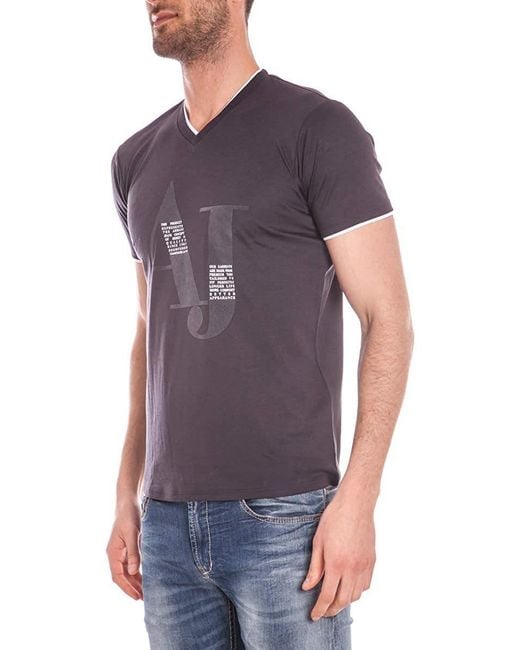 Armani Jeans Purple Logo Details T-Shirt for men