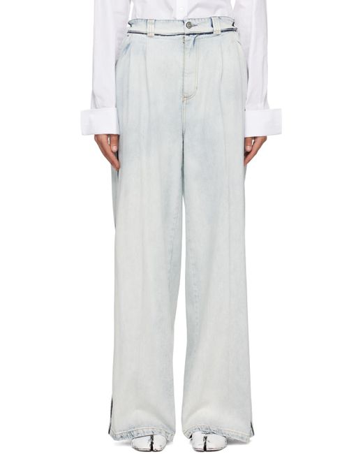 Maison Margiela Blue Memory Wide-Leg Pleated Jeans