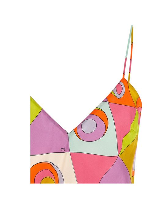 Emilio Pucci Pink Pucci Geometric Print V-Neck Camisole Top
