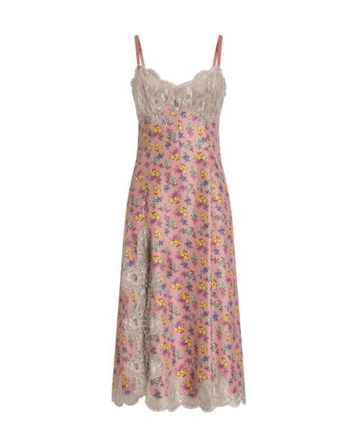 Dolce & Gabbana Pink Small Floral-Printed Slip Dress