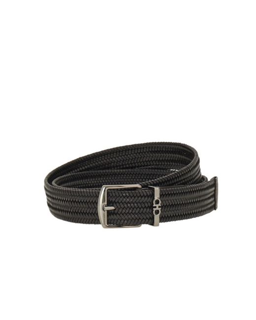 Ferragamo White Woven Belt for men