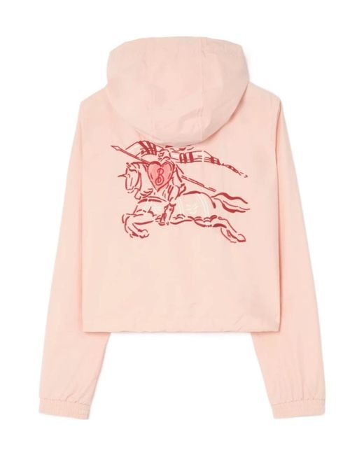 Burberry Pink Heart Knight Stretch Nylon Hooded Jacket