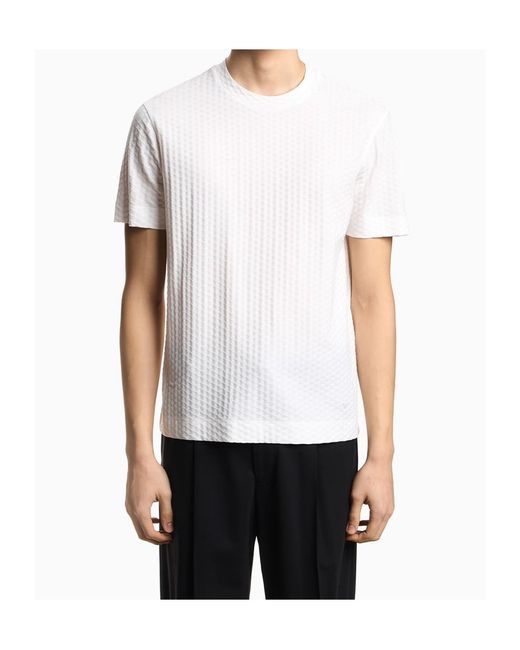 Emporio Armani White Textured T-Shirt for men
