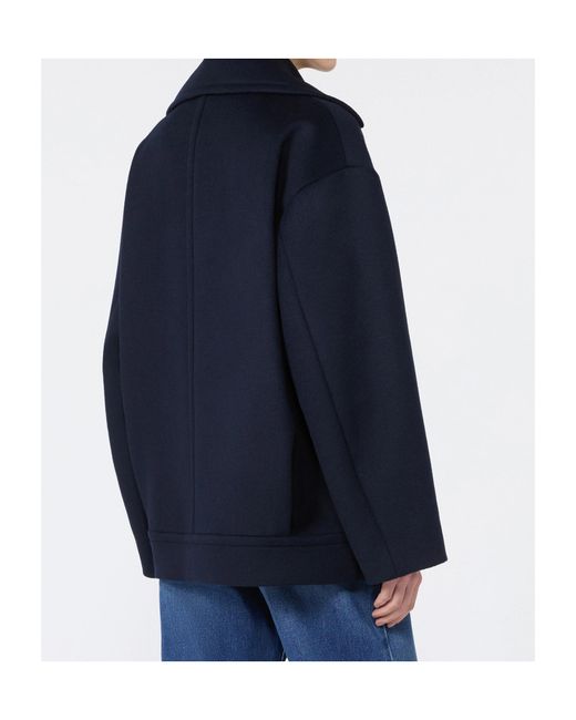 Weekend by Maxmara Blue Double-Breasted Wool Coat
