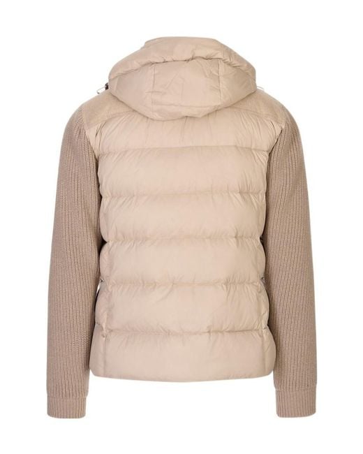 Moorer Natural Mougi Hooded Knit-Sleeve Down Jacket for men