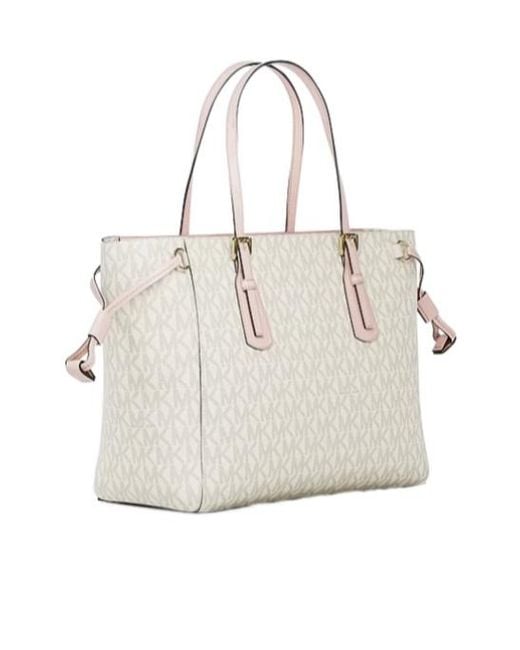 Michael Kors White Voyager Extra-Small Signature Logo Convertible Crossbody Bag
