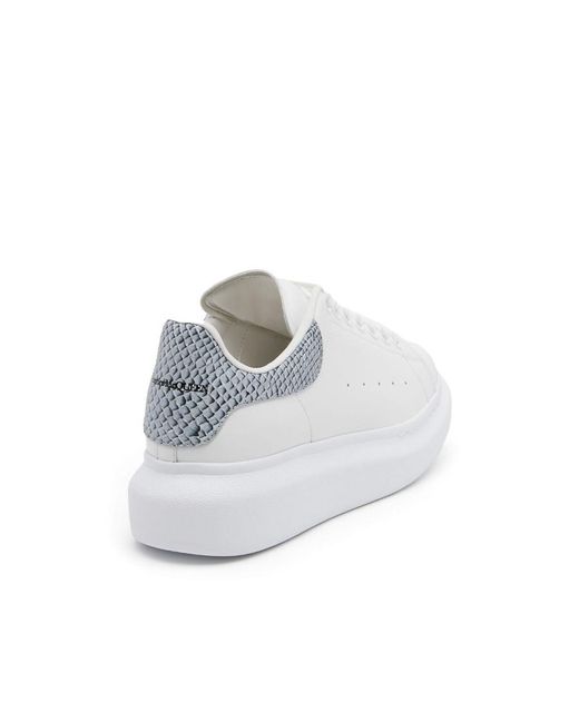 McQueen White Oversized Lizard-Effect Sneakers