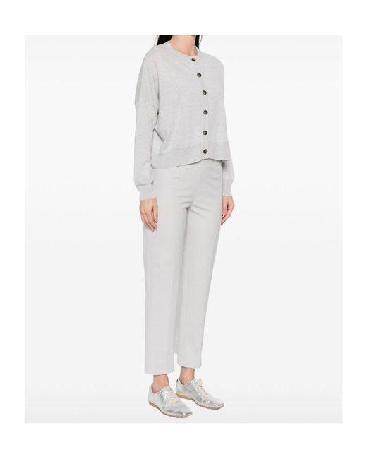 Baserange White Buttoned Cardigan