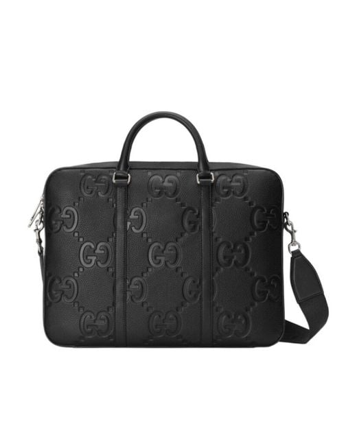 Gucci Black Debossed-Logo Laptop Bag for men