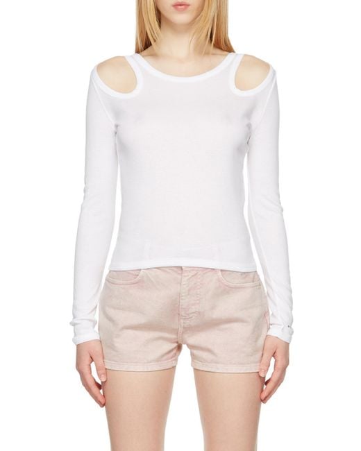 Stella McCartney White Cut Out Logo Printed Top
