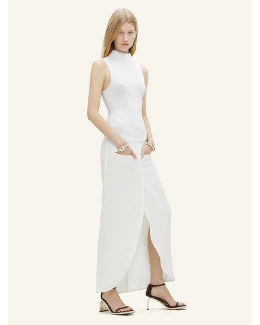 Courreges White Ellipse Crepe Midi Skirt