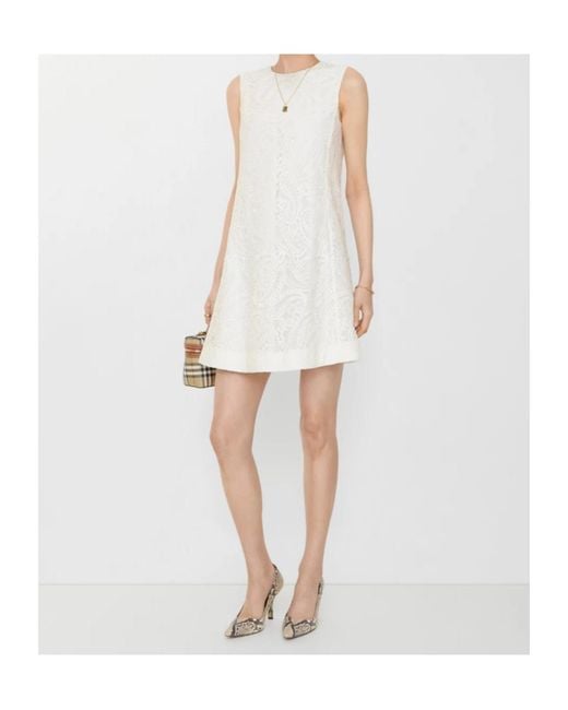 Burberry White Paisley Lace Shift Dress