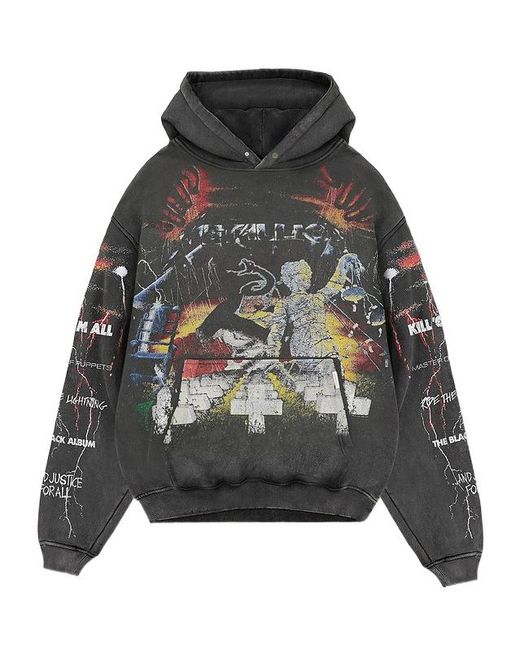 Represent Gray X Metallica Master Of Puppets Distressed Hoodie for men