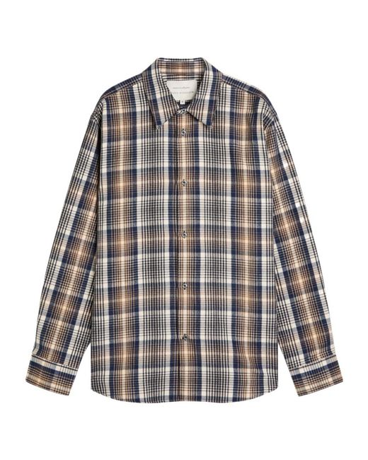 Studio Nicholson Gray Checked Brushed-Cotton Shirt for men