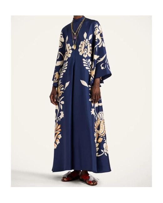 LaDoubleJ Blue La Doublej Floral V-Neck Dress