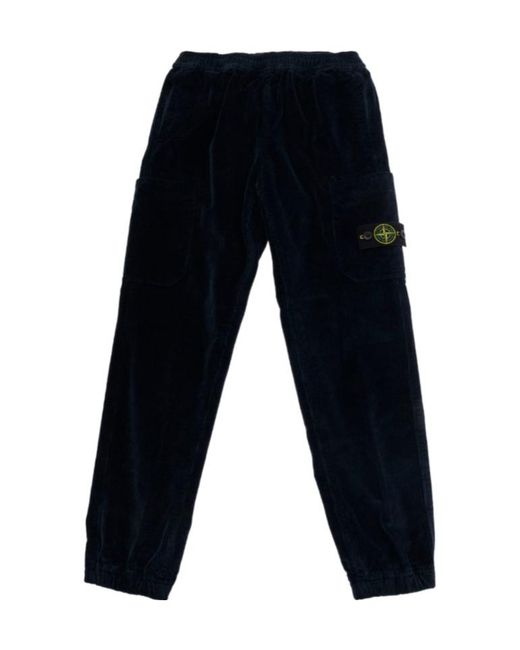 Stone Island Blue Junior Logo Patch Cargo Pants