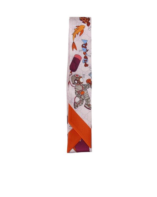 Gucci Red Printed Ribbon