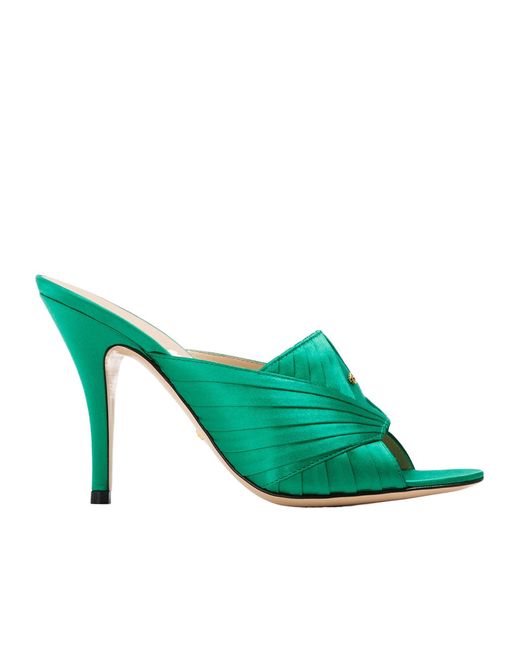 Gucci Green Solid Heeled Sandals