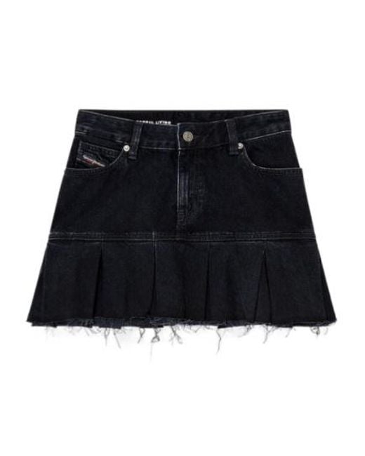DIESEL Black Frayed Denim Skirt
