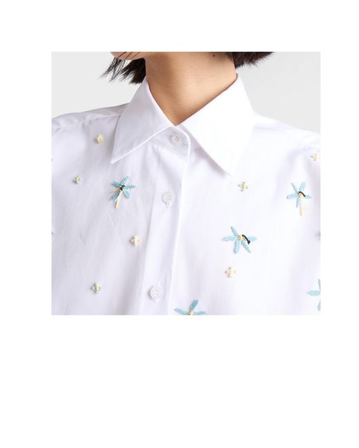 Prada White Embroidered Poplin Shirt