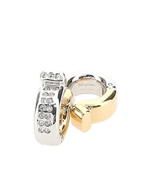 Ferragamo Metallic Ferragamo Gancini Embellished Earrings