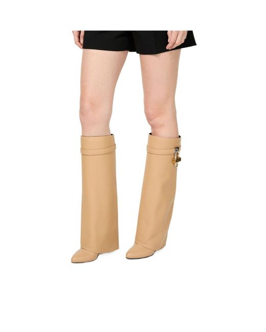 Givenchy White Shark Lock Grained Leather Boots