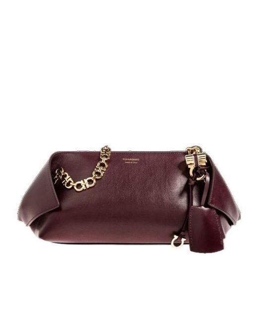 Ferragamo Purple Chain Strap Shoulder Bag
