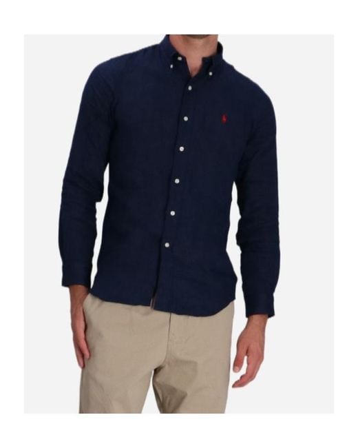 Polo Ralph Lauren Blue Polo Pony-Embroidered Shirt for men
