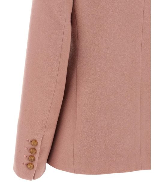 Blazé Milano Pink Double-Breasted Round-Pockets Blazer
