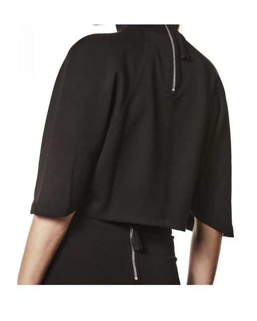 Thom Krom Black Zip Detailed High Neck Cropped Top