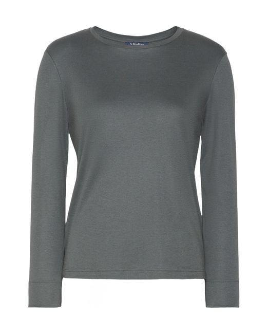 Max Mara Gray Smmfumetto Crew Neck Long-Sleeve Top