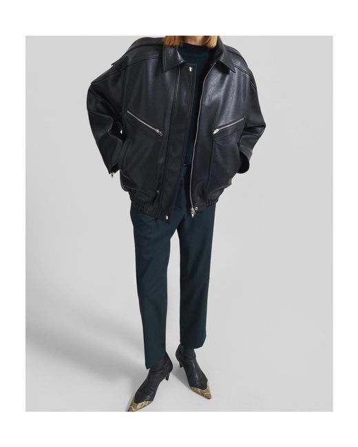 Frankie Shop Black Hudson Faux Leather Bomber Jacket