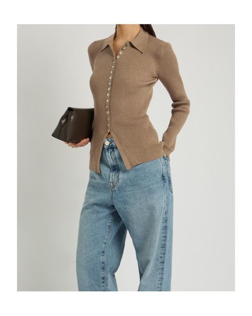 Rohe Brown Ribbed Stretch-Cotton Shirt