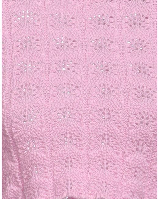 Sportmax Pink Solid-Color Lightweight Long-Sleeve Knit Sweater